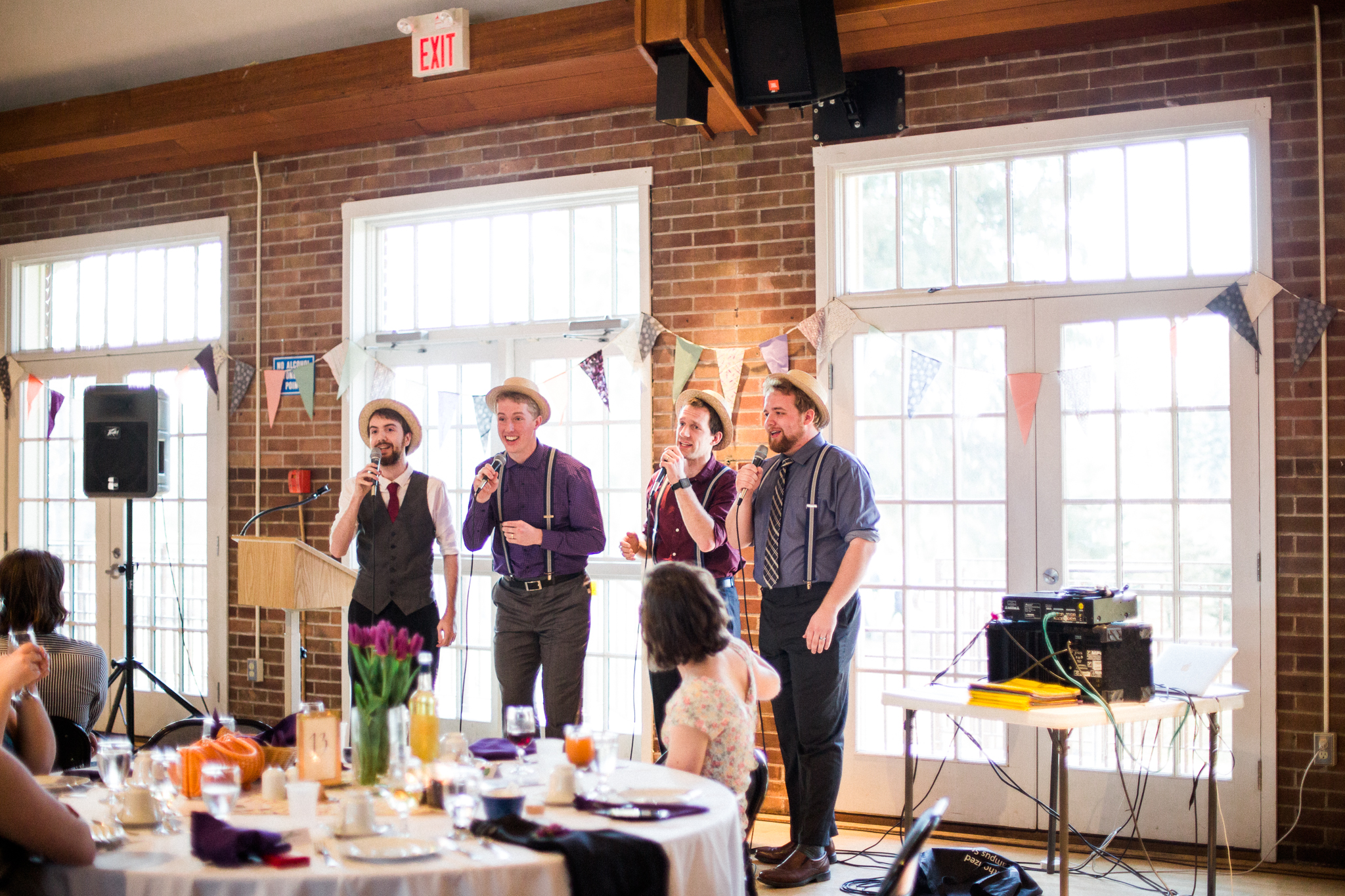 A photo of the bearded baritones performing