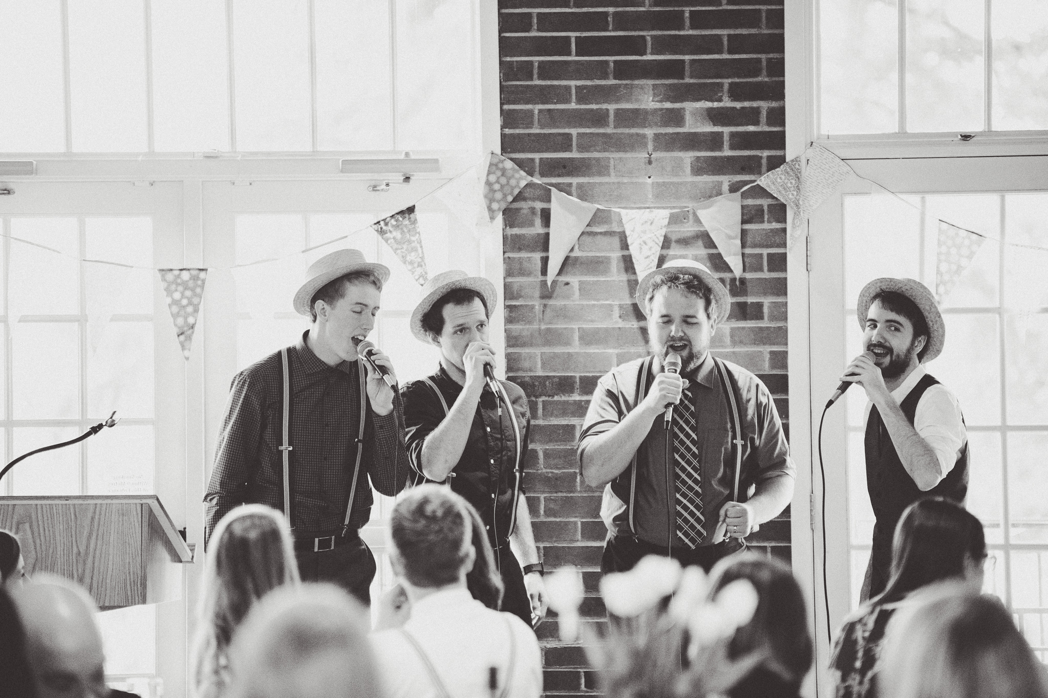 A photo of the bearded baritones performing